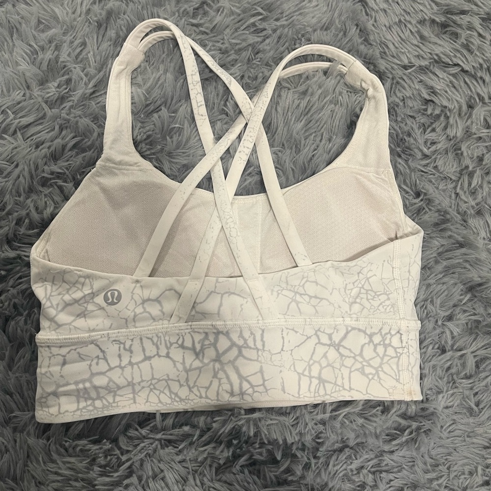 lululemon athletica White Cracked-Pattern Strappy Sports Bra